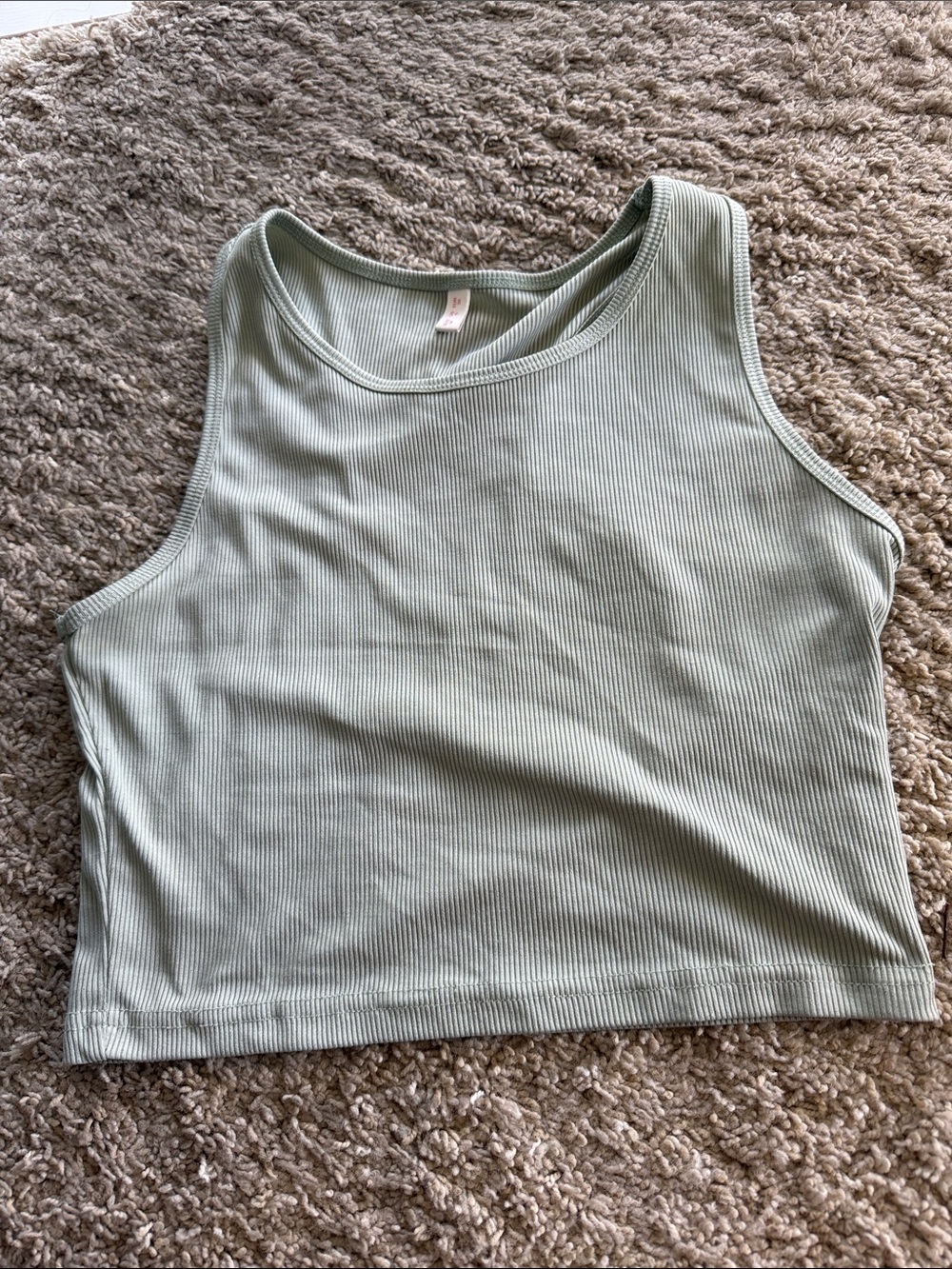 Ribbed Crop Tank Top - Sage Green